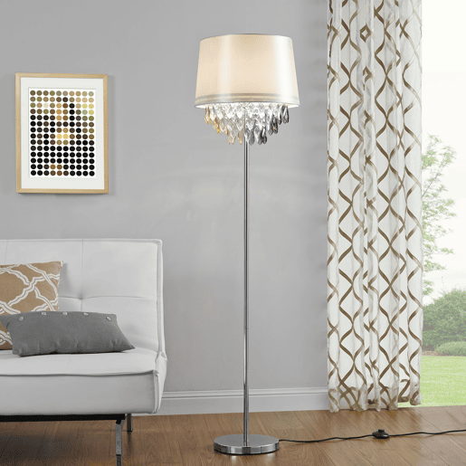 lux.pro Candeeiro de pé - E27  60 W  230 V - branco-cromo 165cm - 40cm