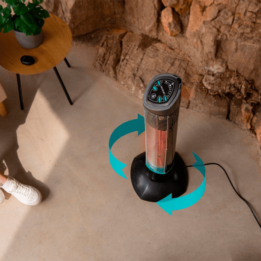 Cecotec Aquecedor de torre para exteriores com 1000 W, tecnologia halogénea, 2 níveis de potência, função Oscilação e controlo remoto.