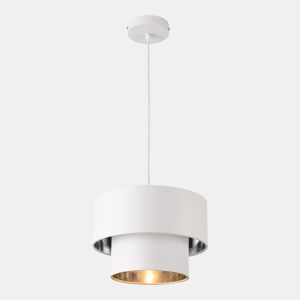 Candeeiro suspenso Lopar - E27 - 60W - Tecido metálico - 149 x Ø 30 cm Branco e Prata lux.pro lux.pro.