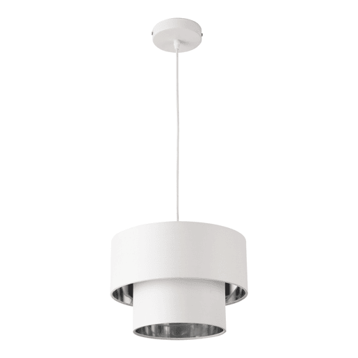 Candeeiro suspenso Lopar - E27 - 60W - Tecido metálico - 149 x Ø 30 cm Branco e Prata lux.pro lux.pro.