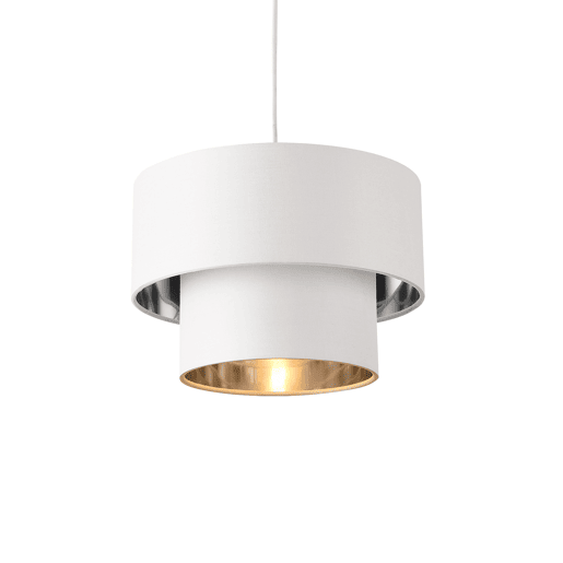 Candeeiro suspenso Lopar - E27 - 60W - Tecido metálico - 149 x Ø 30 cm Branco e Prata lux.pro lux.pro.