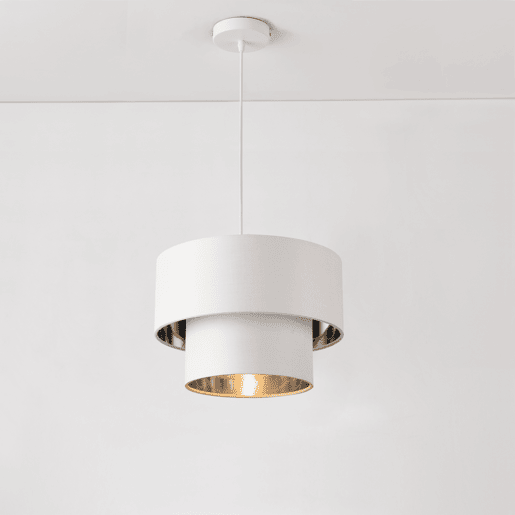 Candeeiro suspenso Lopar - E27 - 60W - Tecido metálico - 149 x Ø 30 cm Branco e Prata lux.pro lux.pro.