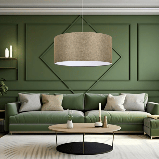 Candeeiro suspenso Sutton 1xE27 20 W plástico têxtil 70xØ38 cm - Bege lux.pro lux.pro.