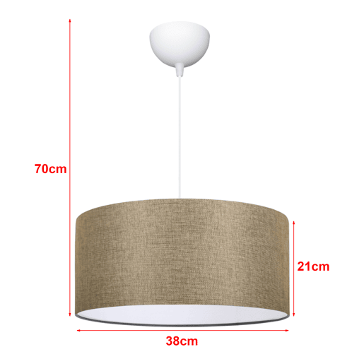 Candeeiro suspenso Sutton 1xE27 20 W plástico têxtil 70xØ38 cm - Bege lux.pro lux.pro.