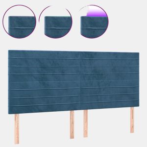 vidaXL Cabeceira cama c luzes LED veludo 160x5x118128cm azul-escuro
