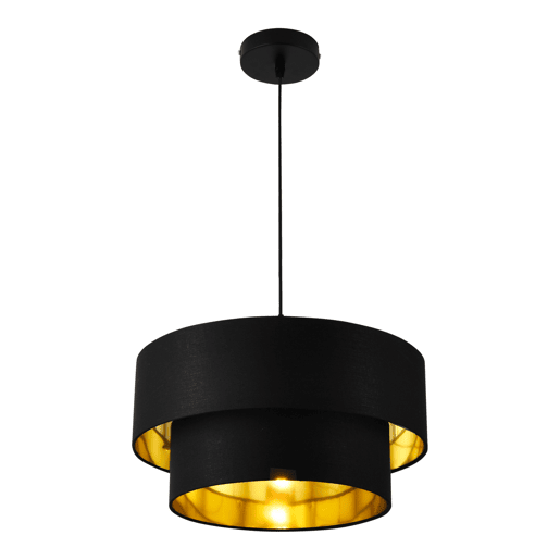 Candeeiro suspenso Lopar - E27 - 60W - Tecido metálico - 149 x Ø 40 cm Preto e dourado lux.pro lux.pro.