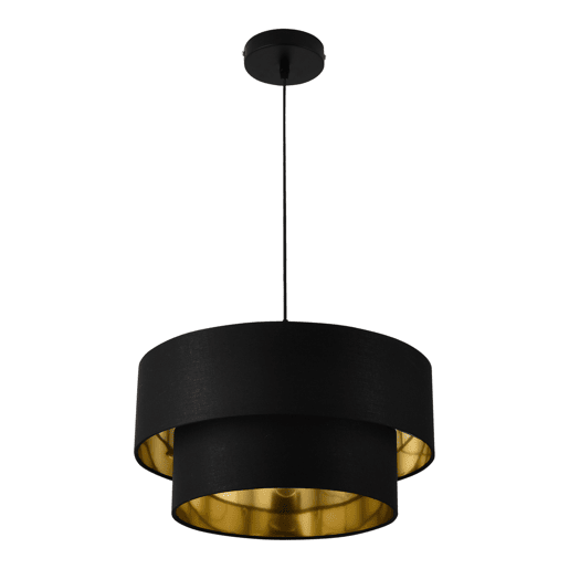 Candeeiro suspenso Lopar - E27 - 60W - Tecido metálico - 149 x Ø 40 cm Preto e dourado lux.pro lux.pro.