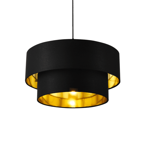 Candeeiro suspenso Lopar - E27 - 60W - Tecido metálico - 149 x Ø 40 cm Preto e dourado lux.pro lux.pro.