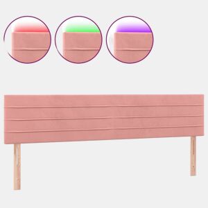 vidaXL Cabeceira de cama c luzes LED veludo 160x5x7888 cm rosa