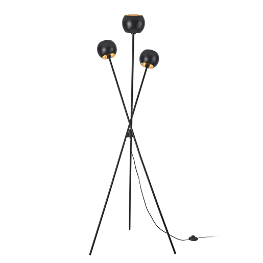 Candeeiro de pé Namsos 3x E14 40W metal 161x58 cm - PretoDourado lux.pro