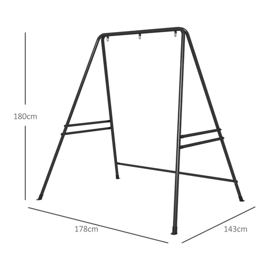 Outsunny Suporte para Cadeira Suspensa 130 cm Suporte para Baloiço com Estrutura em Aço Capacidade 150 kg para Pátio Terraço Varanda Jardim Preto