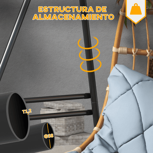 Outsunny Suporte para Cadeira Suspensa 130 cm Suporte para Baloiço com Estrutura em Aço Capacidade 150 kg para Pátio Terraço Varanda Jardim Preto