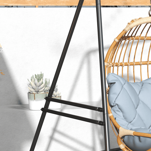 Outsunny Suporte para Cadeira Suspensa 130 cm Suporte para Baloiço com Estrutura em Aço Capacidade 150 kg para Pátio Terraço Varanda Jardim Preto