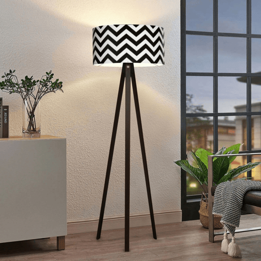 Candeeiro de pé tripé Newport 1xE27 20 W MDF PVC 21 x Ø 38 cm preto  branco lux.pro.