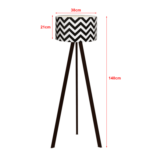 Candeeiro de pé tripé Newport 1xE27 20 W MDF PVC 21 x Ø 38 cm preto  branco lux.pro.