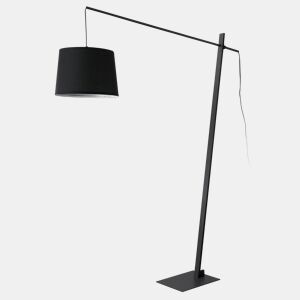Candeeiro de pé cilíndrico Nesna metálico 185 cm - Preto lux.pro