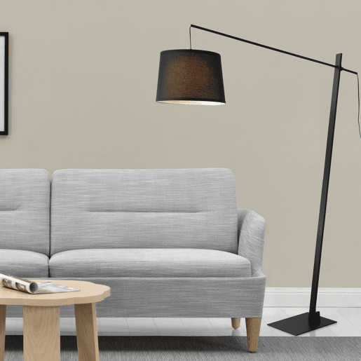 Candeeiro de pé cilíndrico Nesna metálico 185 cm - Preto lux.pro