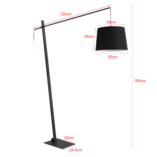 Candeeiro de pé cilíndrico Nesna metálico 185 cm - Preto lux.pro