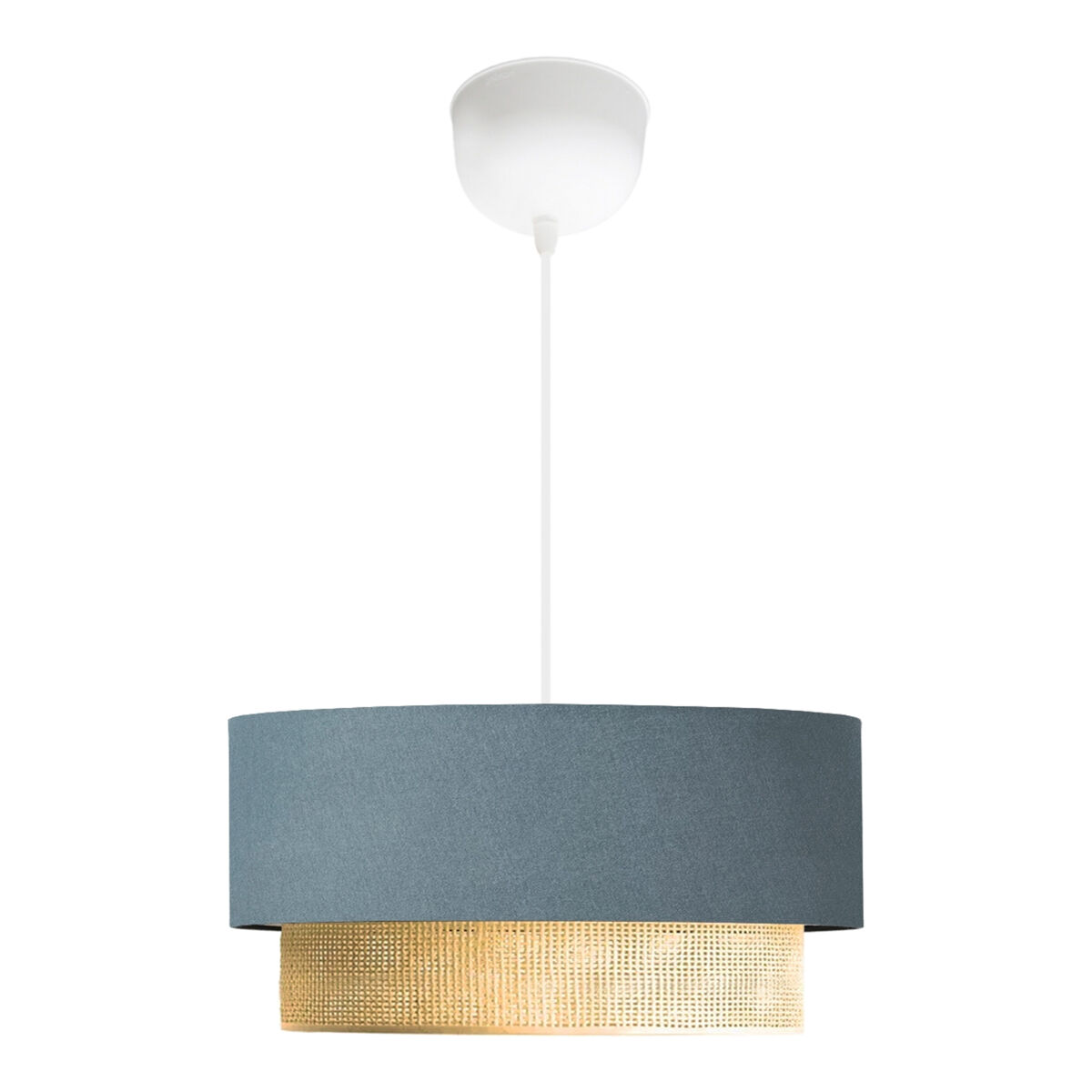 Lámpara colgante loughborough 1xe27 20 w plástico tela 70xø30 cm - gris azulado / amarillo [lux.pro]