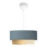Candeeiro suspenso Loughborough 1xE27 20 W tecido plástico 70xØ30 cm - Cinzento azulado  Amarelo lux.pro.