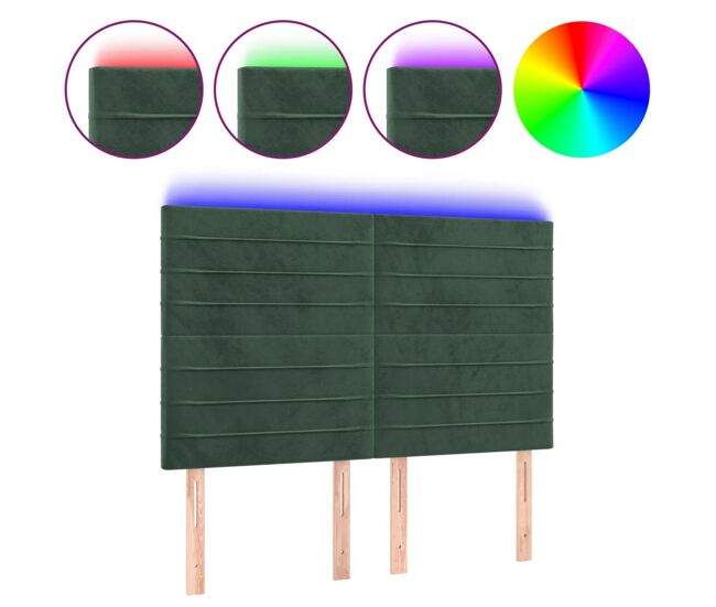 Vidaxl cabecero con luces led terciopelo verde oscuro 144x5x118/128 cm