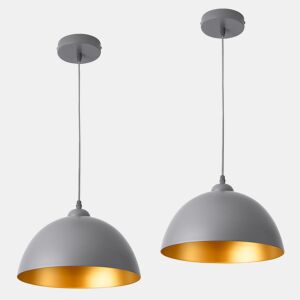 Conjunto de 2 candeeiros suspensos Toulon - 145 x Ø 30 cm - E27 - 60W - Metal - Branco e dourado lux.pro.