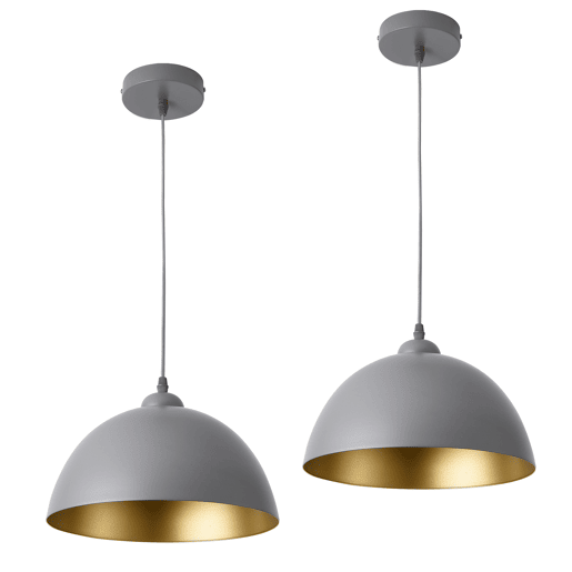 Conjunto de 2 candeeiros suspensos Toulon - 145 x Ø 30 cm - E27 - 60W - Metal - Branco e dourado lux.pro.