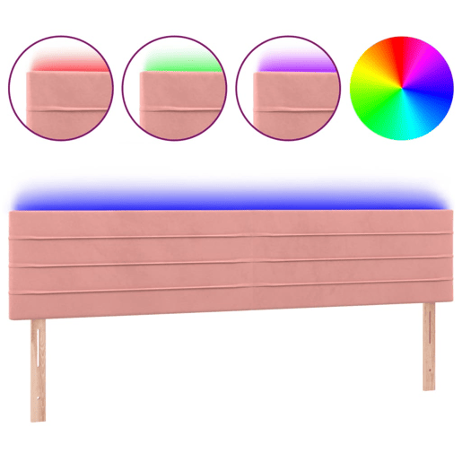 vidaXL Cabeceira de cama c luzes LED veludo 200x5x7888 cm rosa vidaXL Cabeceira de cama c luzes LED veludo 200x5x7888 cm rosa