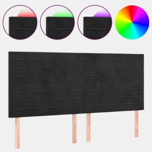 vidaXL Cabeceira de cama c luzes LED veludo 180x5x118128 cm preto