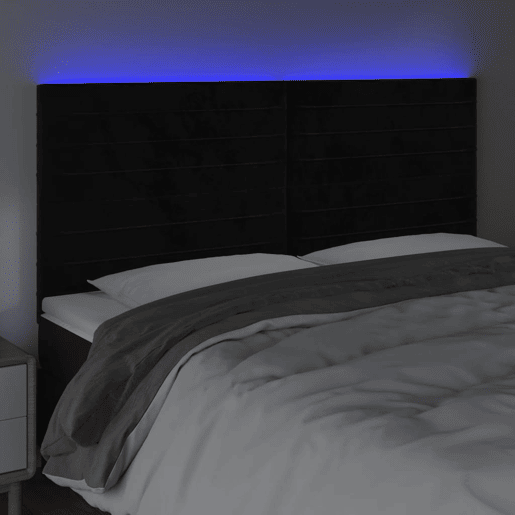 vidaXL Cabeceira de cama c luzes LED veludo 180x5x118128 cm preto vidaXL Cabeceira de cama c luzes LED veludo 180x5x118128 cm preto