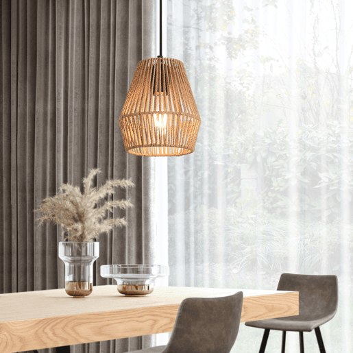 Candeeiro suspenso Liverpool metal + corda 160 x Ø 18 cm - Preto e Bege lux.pro lux.pro.