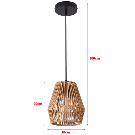 Candeeiro suspenso Liverpool metal + corda 160 x Ø 18 cm - Preto e Bege lux.pro lux.pro.
