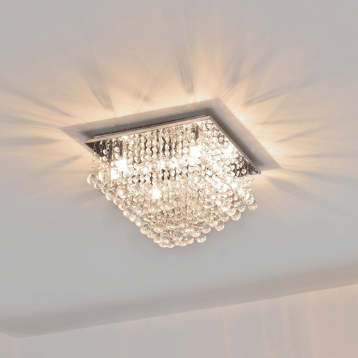 lux.pro Candeeiro de teto com cristais sintéticos brilhantes - (4 x G9) - Iluminação suspensa