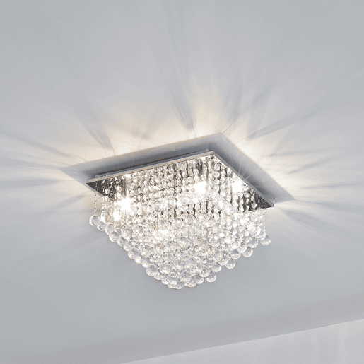 lux.pro Candeeiro de teto com cristais sintéticos brilhantes - (4 x G9) - Iluminação suspensa