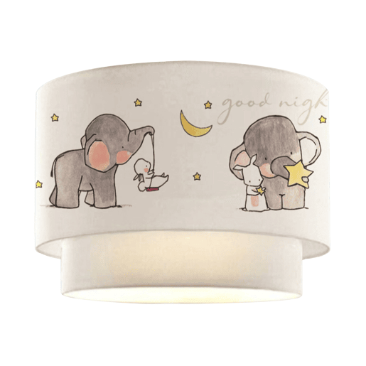 Candeeiro pendente para crianças Lurgan 1xE27 20 W motivo elefante tecido plástico 70xØ30 cm branco lux.pro.