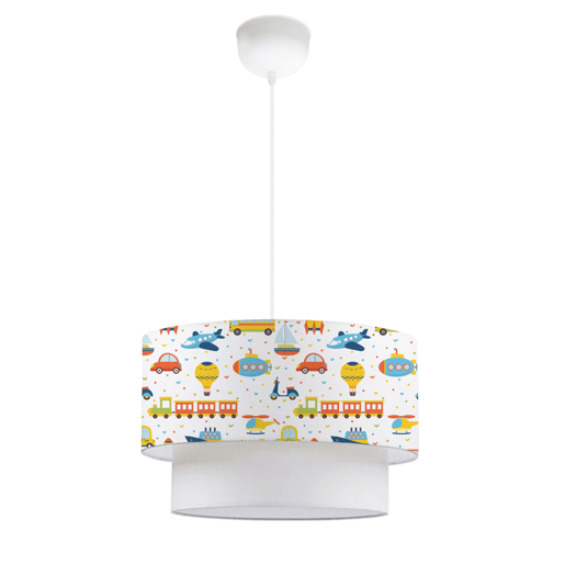 Candeeiro pendente para crianças Lurgan 1xE27 20 W motivo de transporte tecido plástico 70xØ30 cm multicolor lux.pro lux.pro.