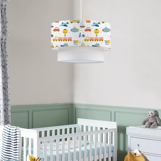 Candeeiro pendente para crianças Lurgan 1xE27 20 W motivo de transporte tecido plástico 70xØ30 cm multicolor lux.pro lux.pro.