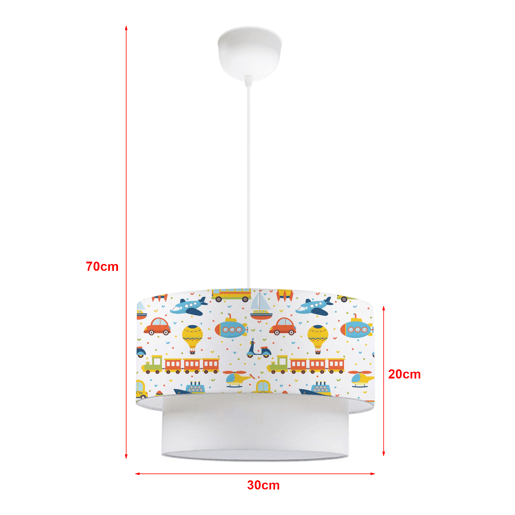Candeeiro pendente para crianças Lurgan 1xE27 20 W motivo de transporte tecido plástico 70xØ30 cm multicolor lux.pro lux.pro.