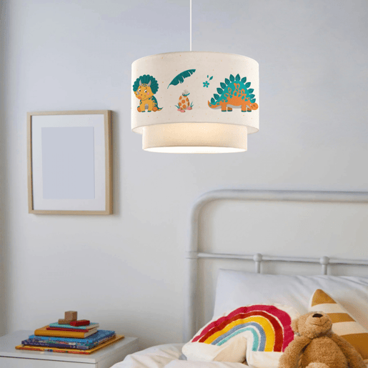 Candeeiro pendente para crianças Lurgan 1xE27 20 W motivo dinossauro tecido plástico 70xØ30 cm multicolor lux.pro lux.pro.