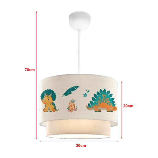 Candeeiro pendente para crianças Lurgan 1xE27 20 W motivo dinossauro tecido plástico 70xØ30 cm multicolor lux.pro lux.pro.