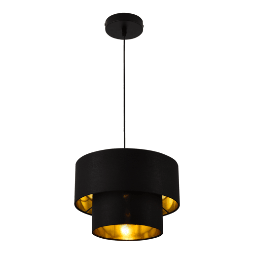 Candeeiro suspenso Lopar - E27 - 60W - Tecido metálico - 149 x Ø 30 cm Preto e dourado lux.pro lux.pro.