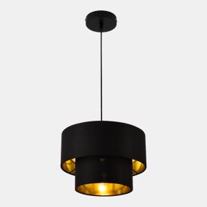 Candeeiro suspenso Lopar - E27 - 60W - Tecido metálico - 149 x Ø 30 cm Preto e dourado lux.pro lux.pro.