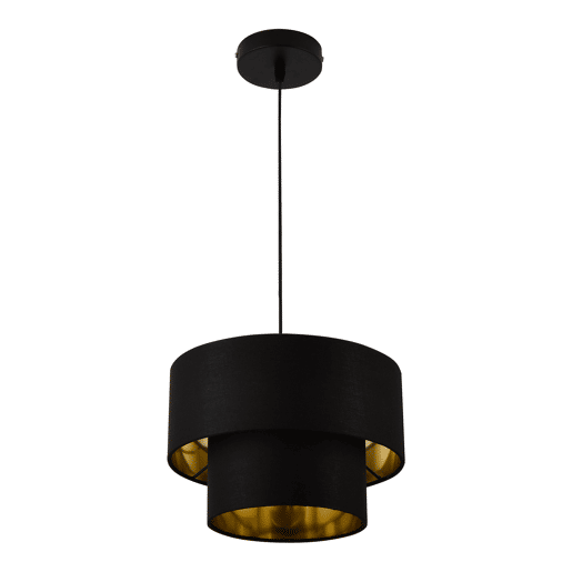 Candeeiro suspenso Lopar - E27 - 60W - Tecido metálico - 149 x Ø 30 cm Preto e dourado lux.pro lux.pro.