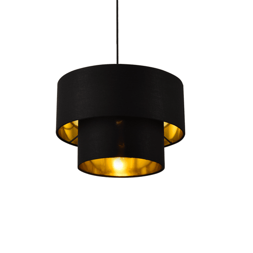 Candeeiro suspenso Lopar - E27 - 60W - Tecido metálico - 149 x Ø 30 cm Preto e dourado lux.pro lux.pro.