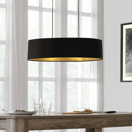 lux.pro Candeeiro suspenso - Moderno - Design - Altura 132 cm - Iluminação de interior - Luz eficaz - Preto - 2x E27