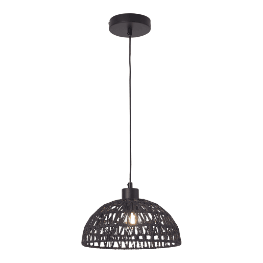 Candeeiro suspenso Alton ajustável em altura metal + rotim 1xE27 - Pretolux.pro