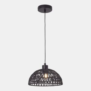 Candeeiro suspenso Alton ajustável em altura metal + rotim 1xE27 - Pretolux.pro