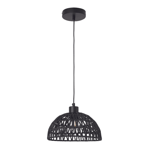 Candeeiro suspenso Alton ajustável em altura metal + rotim 1xE27 - Pretolux.pro