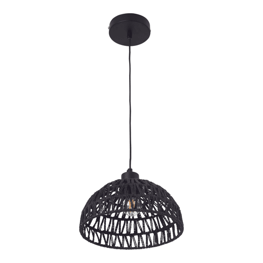 Candeeiro suspenso Alton ajustável em altura metal + rotim 1xE27 - Pretolux.pro