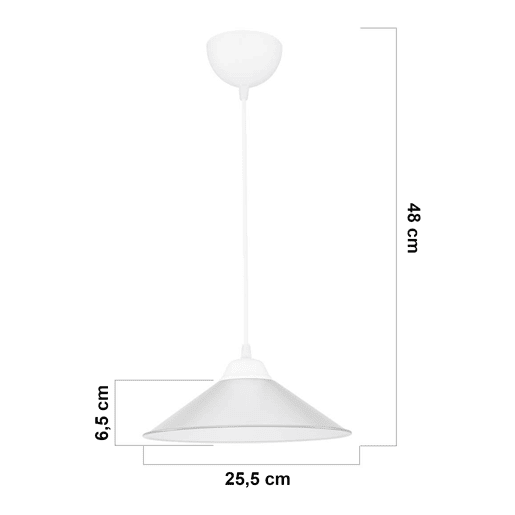 Candeeiro suspenso Hereford 1 x E27 20 W plástico ABS 7 x 26 cm branco  transparente lux.pro.